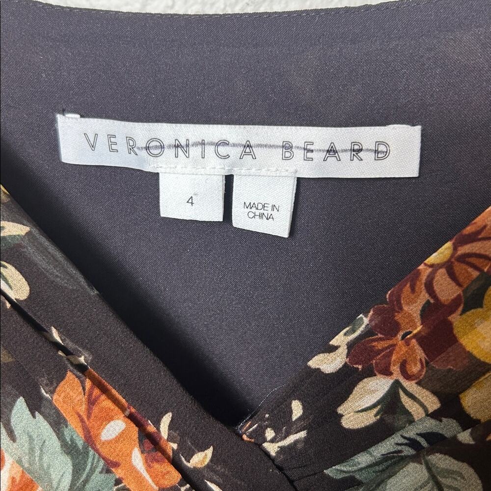 Veronica Beard Avani brown floral silk bias cut maxi dress with slit EUC - Picture 16 of 16